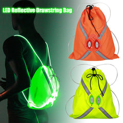 Night running luminous reflective drawstring backpack