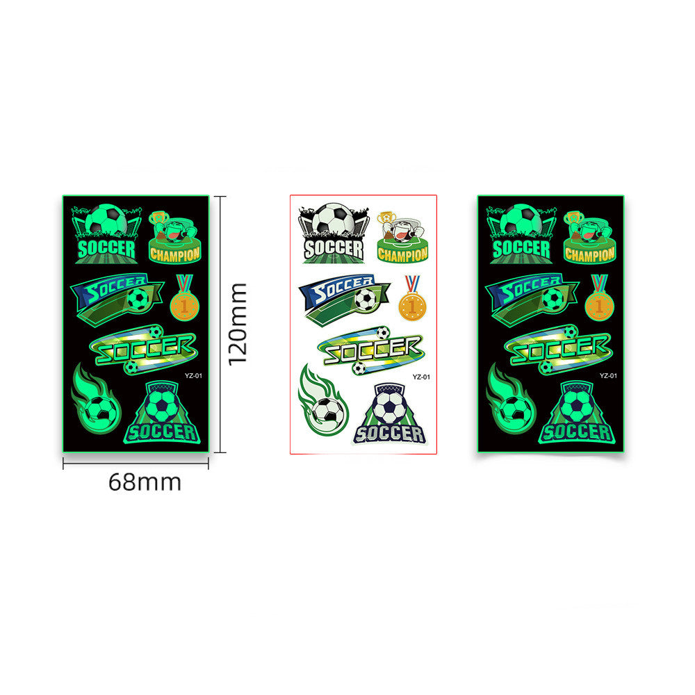 Glow-in-the-dark Waterproof Soccer Pattern Tattoo Stickers