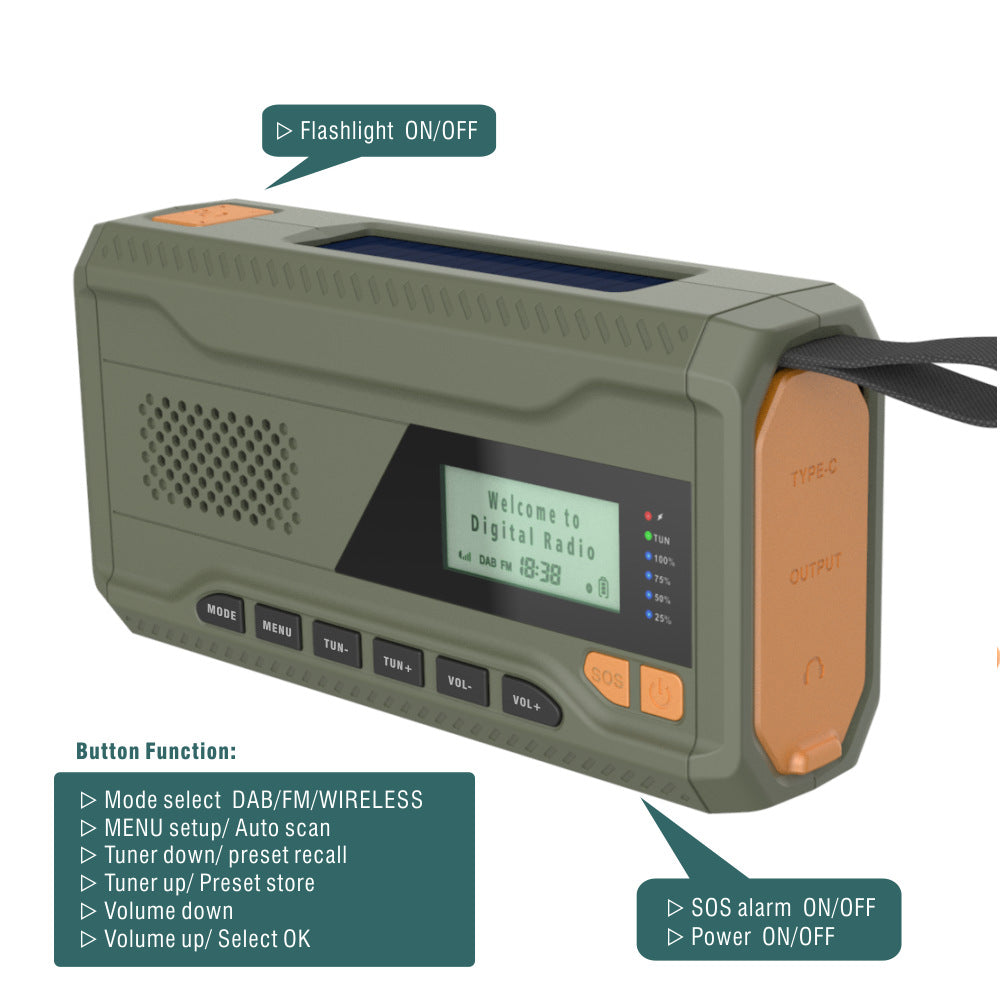 Emergency Radio With Bluetooth Speaker