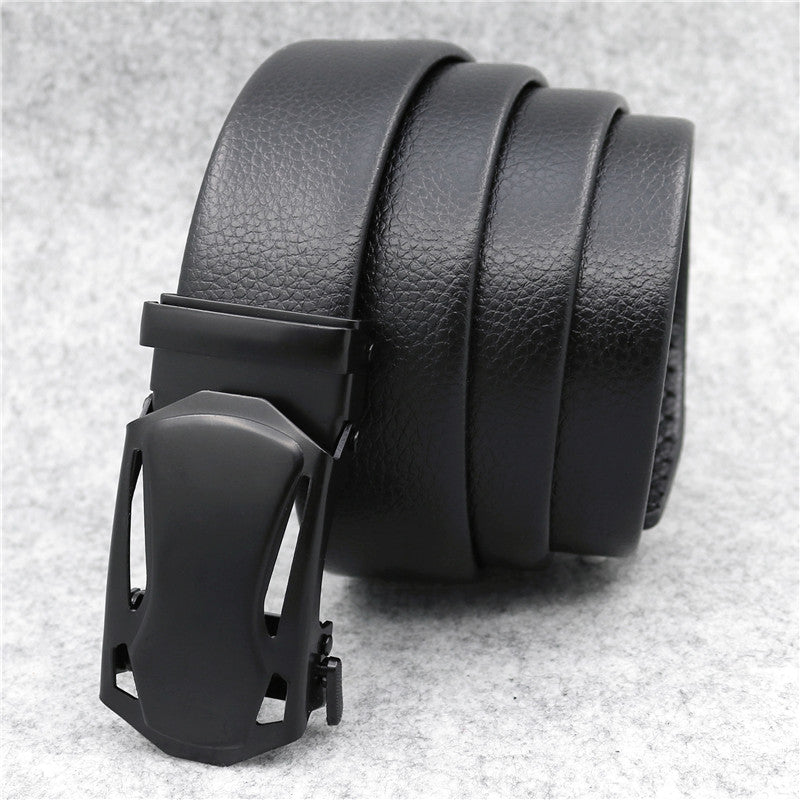 Men's Leather Adjustable Automatic Buckle Belt