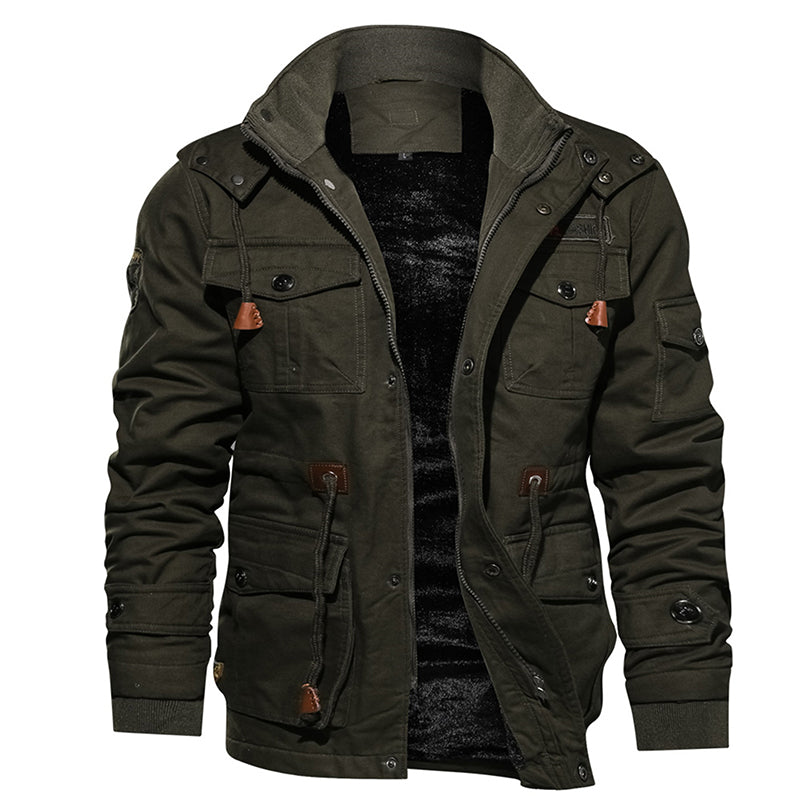 Men's Military Style Hooded Fleece Jacket