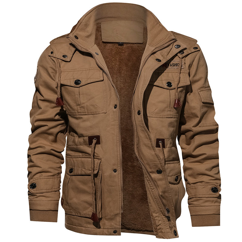 Men's Military Style Hooded Fleece Jacket