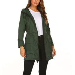 Women's Light Raincoat Hooded Windbreaker Jacket