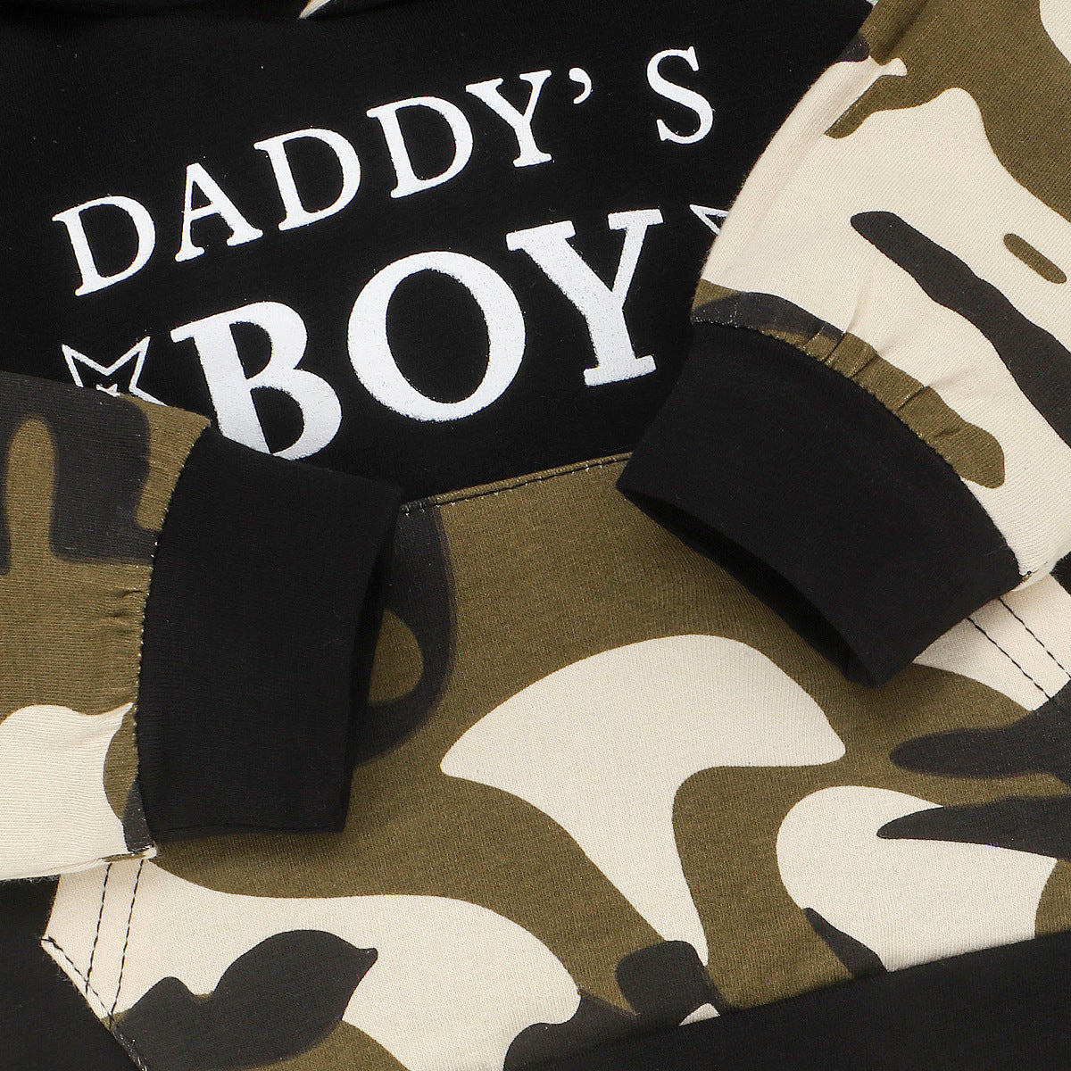 Boy's Camo Print Hoodie And Pants Set