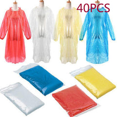 40Pcs Disposable Adult Waterproof Rain Coat