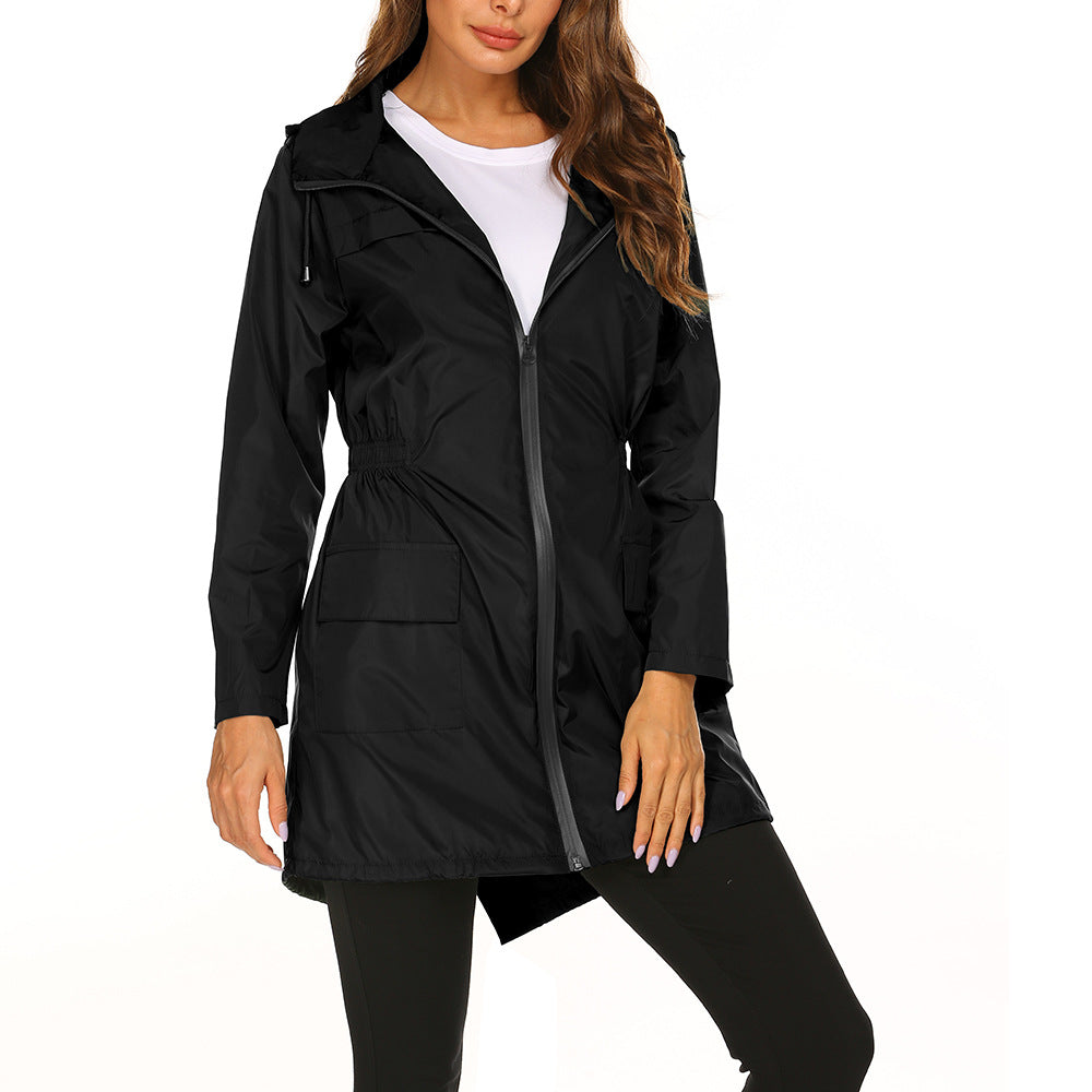 Women's Light Raincoat Hooded Windbreaker Jacket