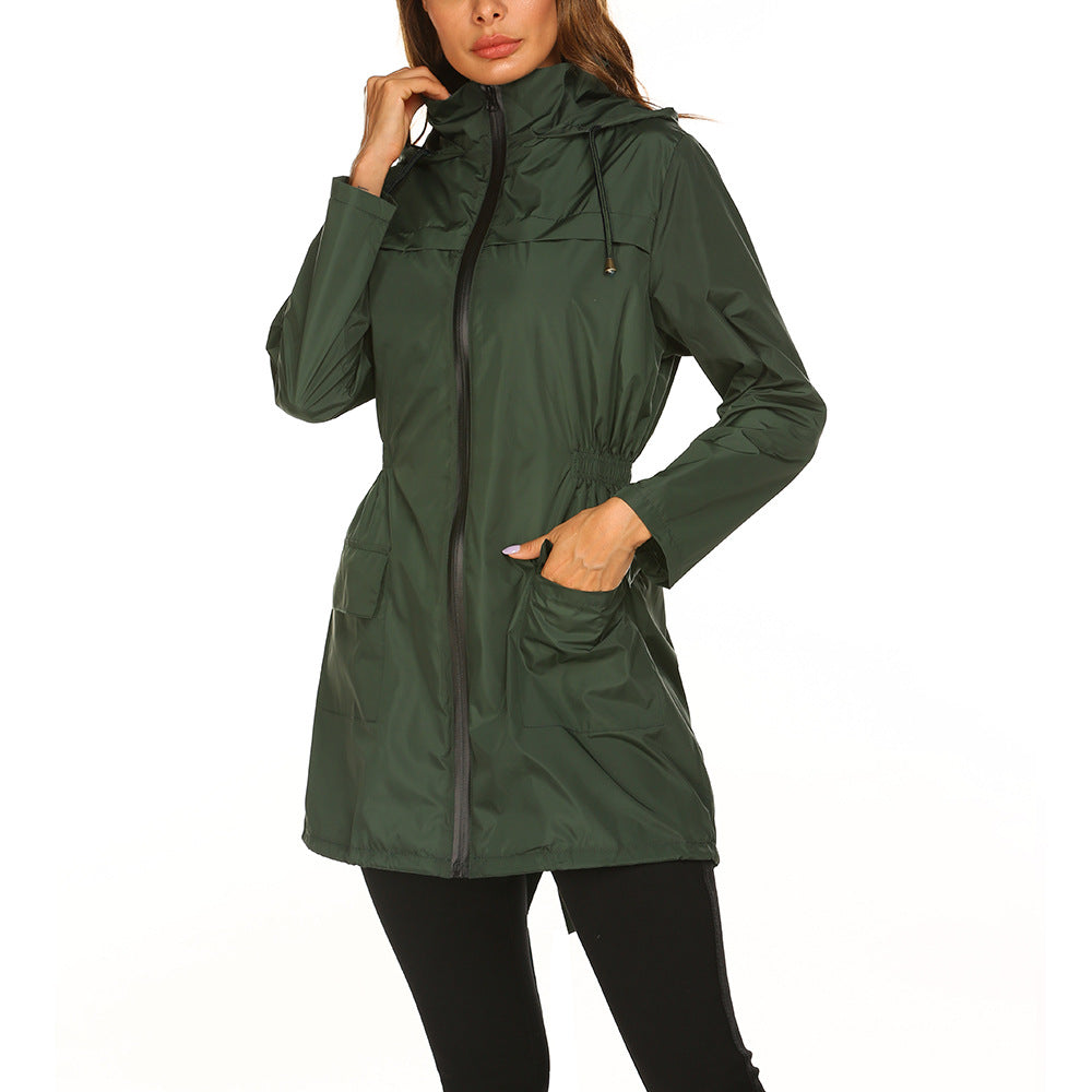 Women's Light Raincoat Hooded Windbreaker Jacket