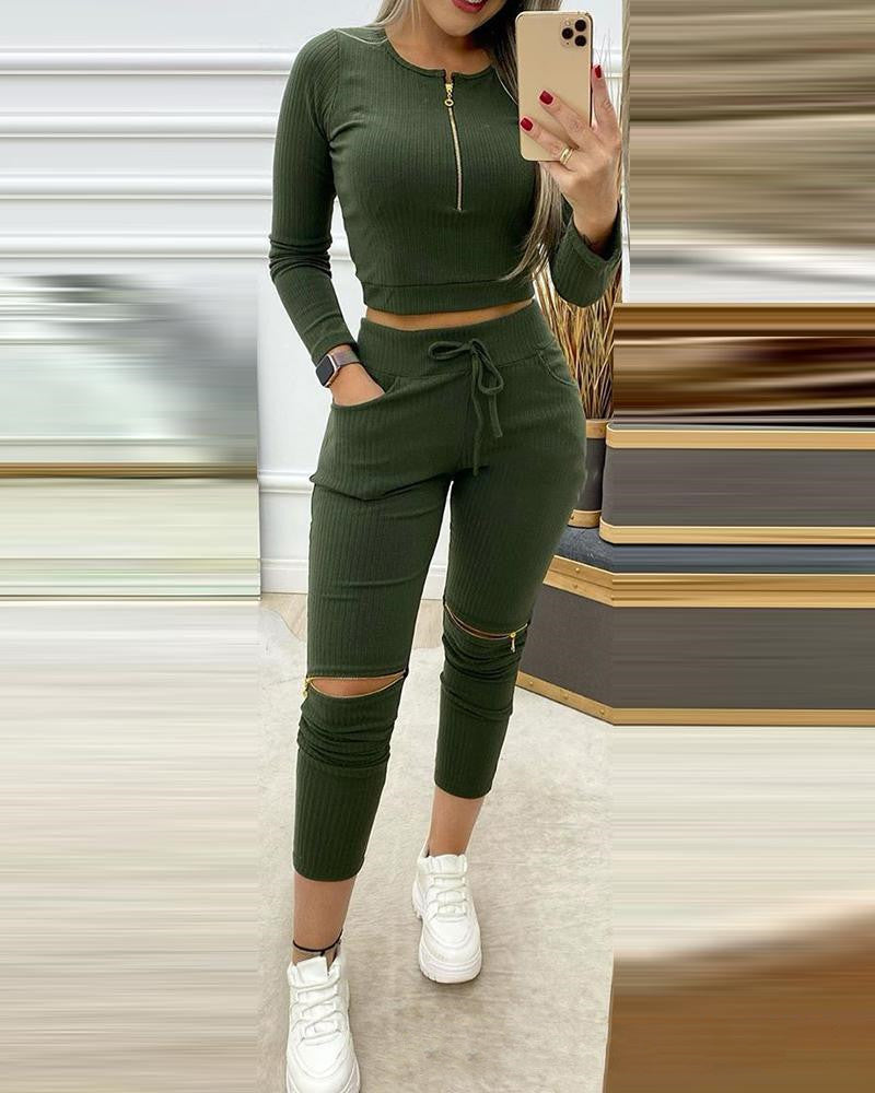 Women's Green Tight-fitting Fitness Suit