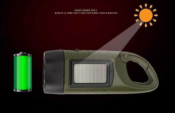 Solar and Hand-cranked Flashlight