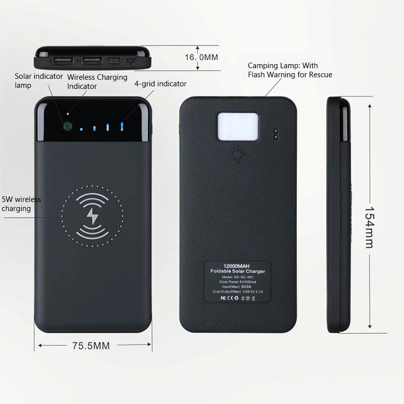 Solar Power Bank with Wireless Charging