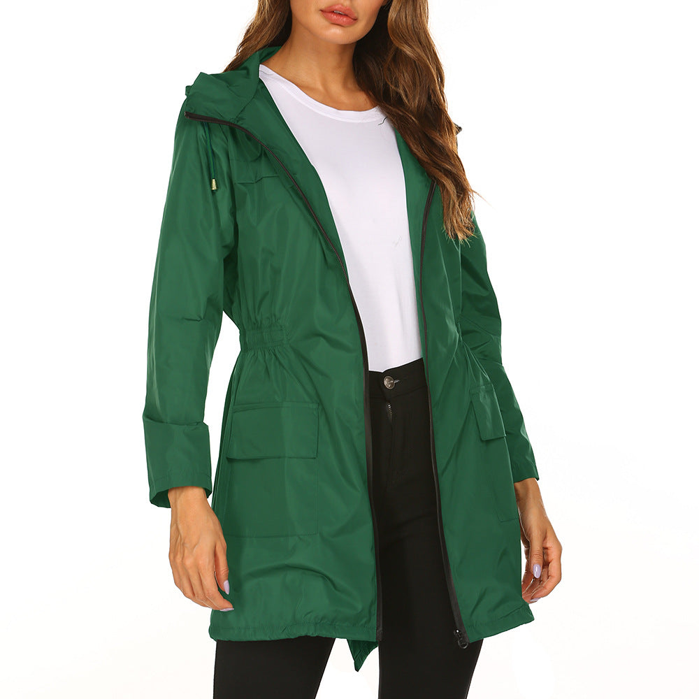 Women's Light Raincoat Hooded Windbreaker Jacket