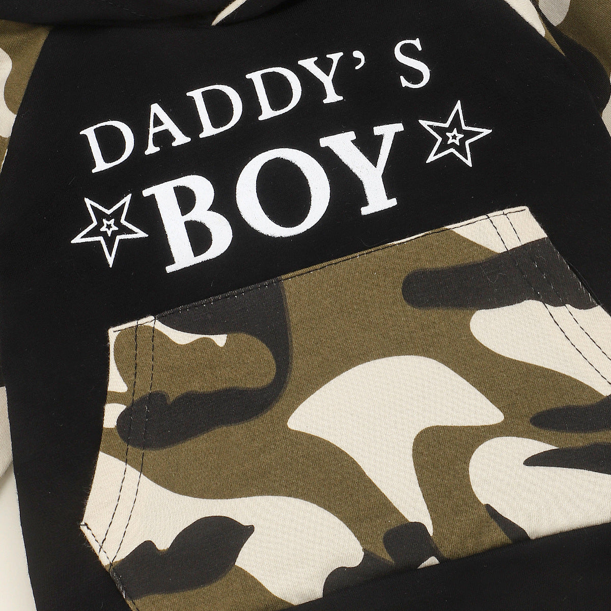 Boy's Camo Print Hoodie And Pants Set