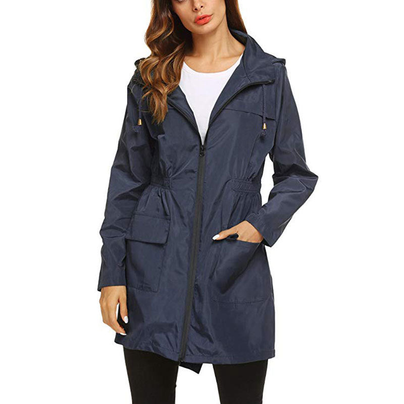 Women's Light Raincoat Hooded Windbreaker Jacket