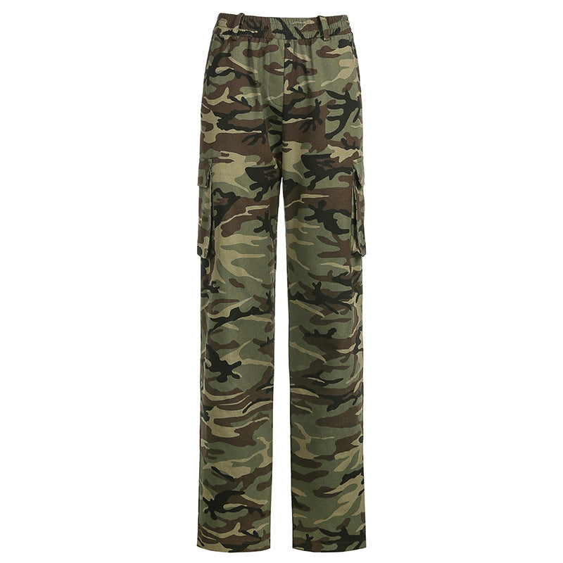 Women's Camouflage High Waist Straight Pants