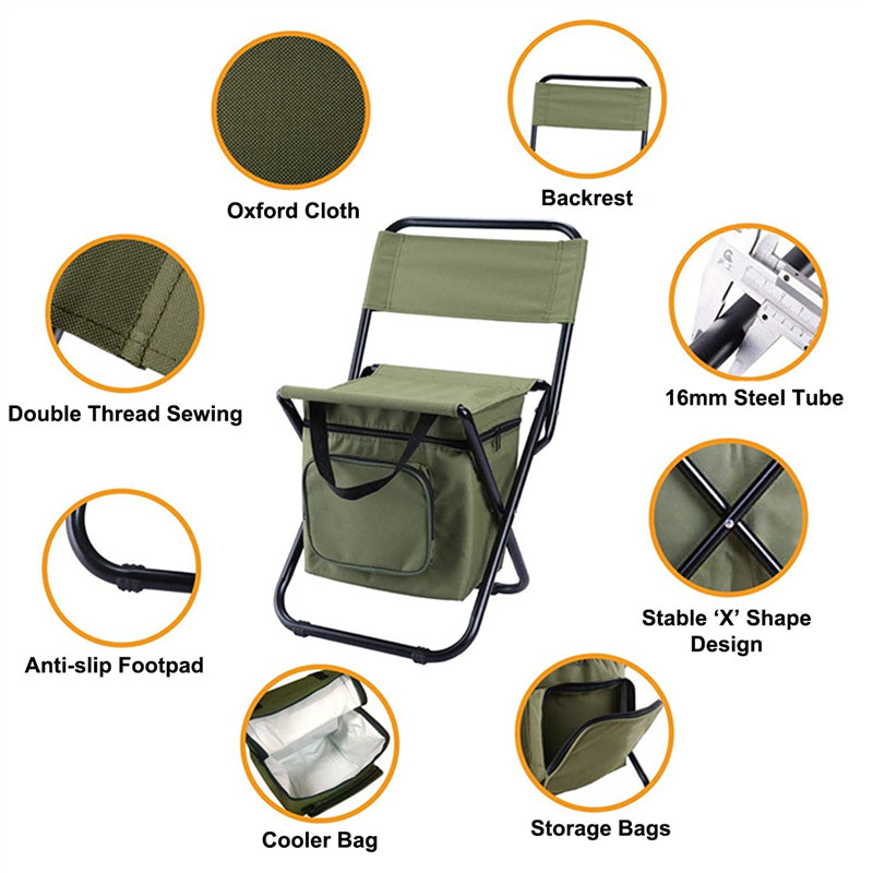 Fishing and Camping Foldable Chair With Cooler