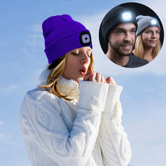 Knit Winter Warm Hat with Integrated LED Light