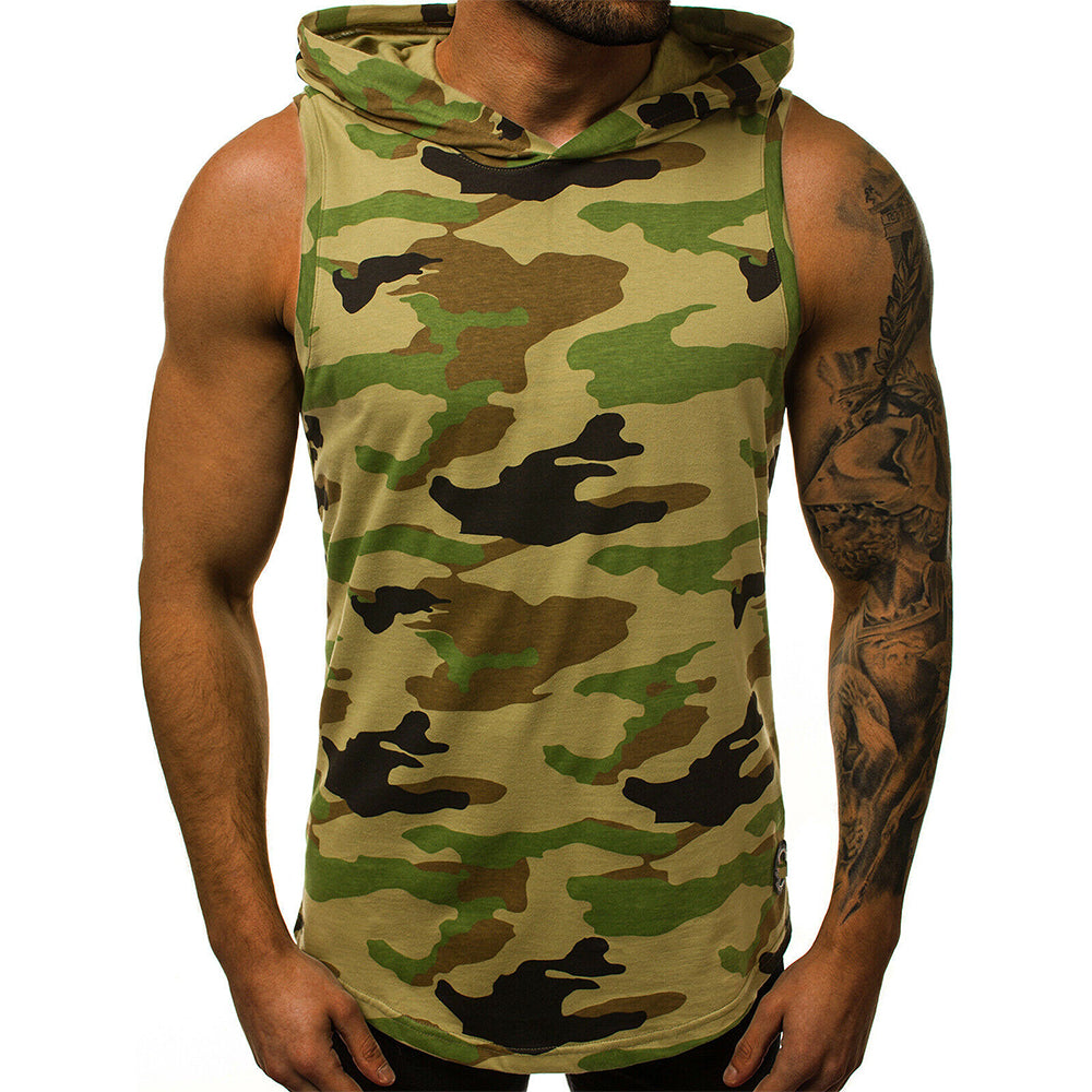 Sleeveless Hooded Gym Shirt