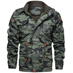 Men's Military Style Hooded Leather Jacket