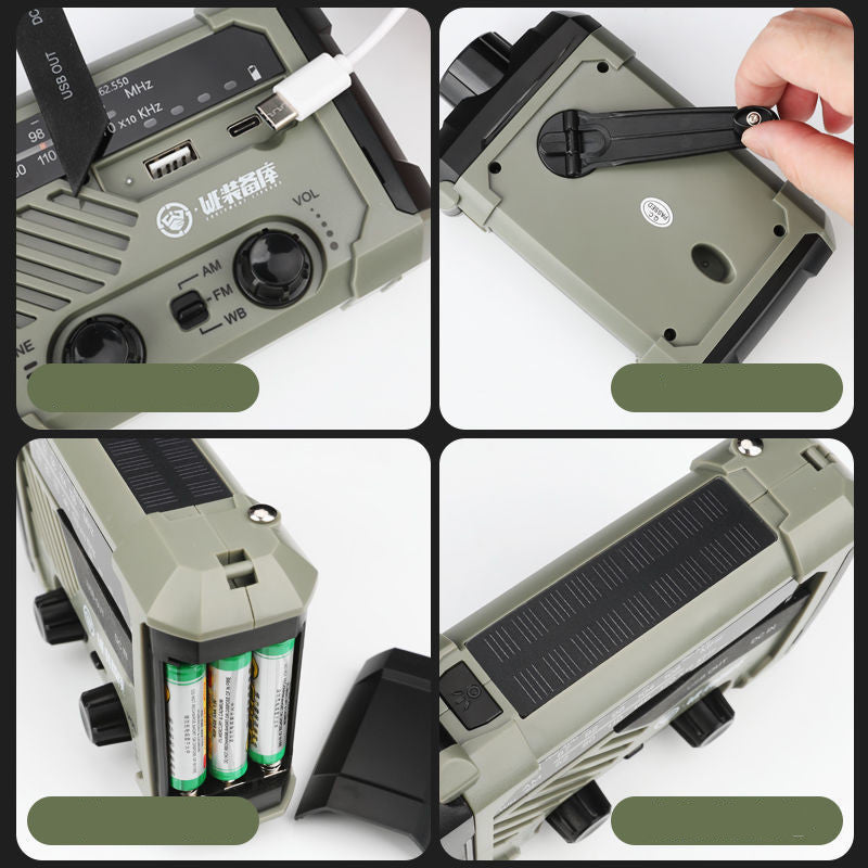 Hand Crank Portable Solar Emergency Radio with Flashlight
